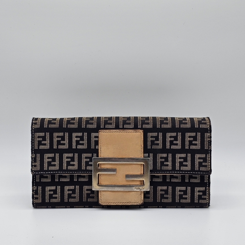 Fendi Black and Gold Designer Clutch